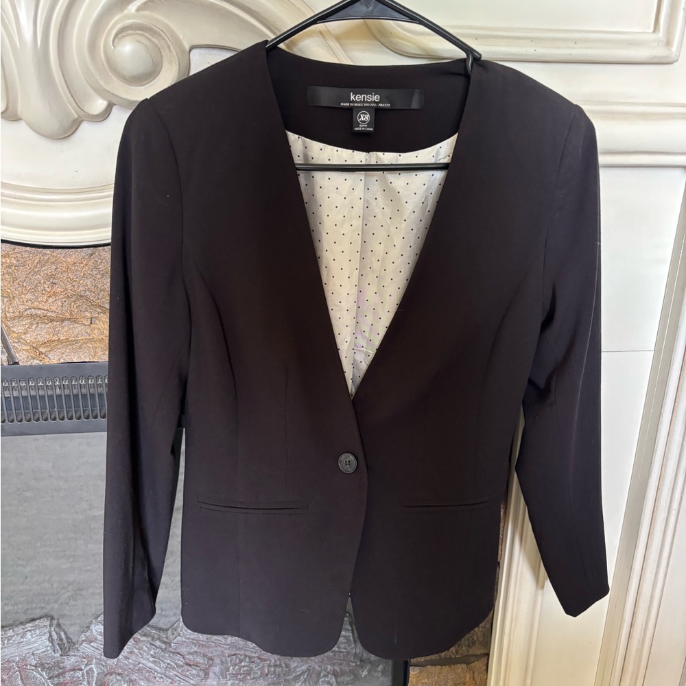 Kensie Black Blazer Classic Tailored Suit Jacket